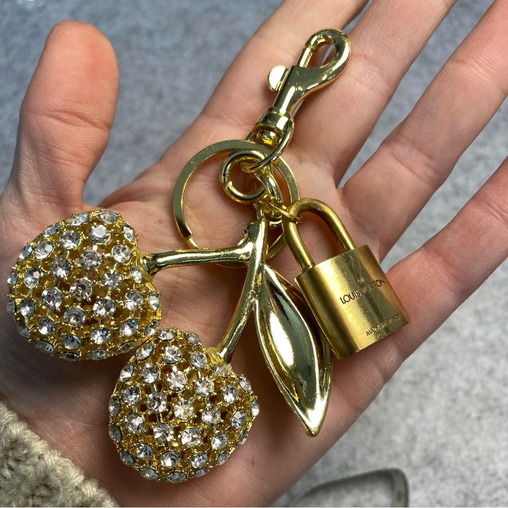 62 Louis Vuitton Lock on Cherry Bling Keychain